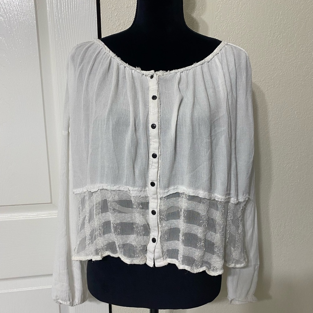 Free People white blouse oversized size S